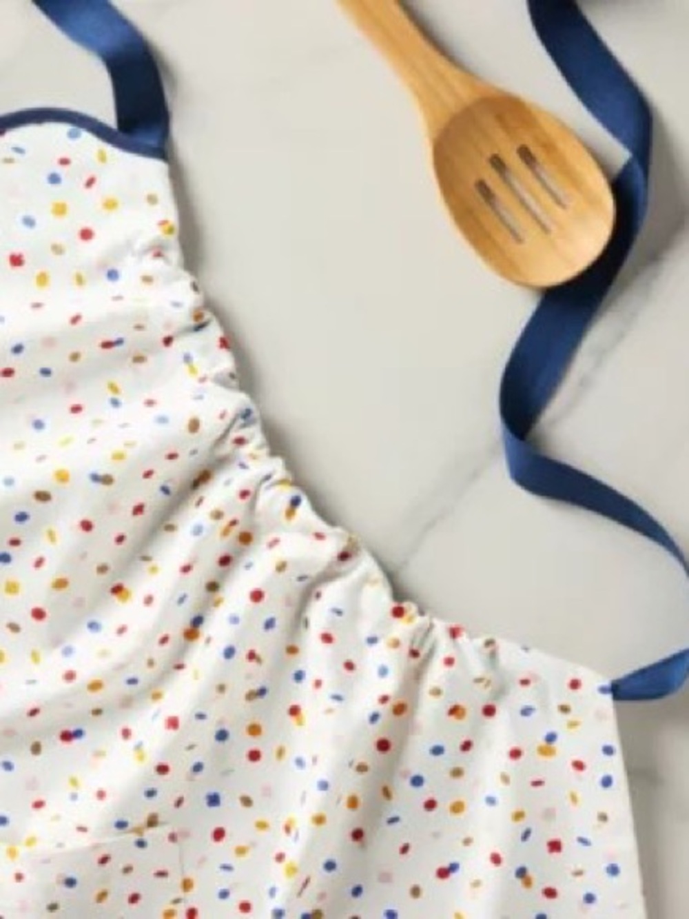 kate spade White Multicolor Polka Dot Apron with Navy Ties